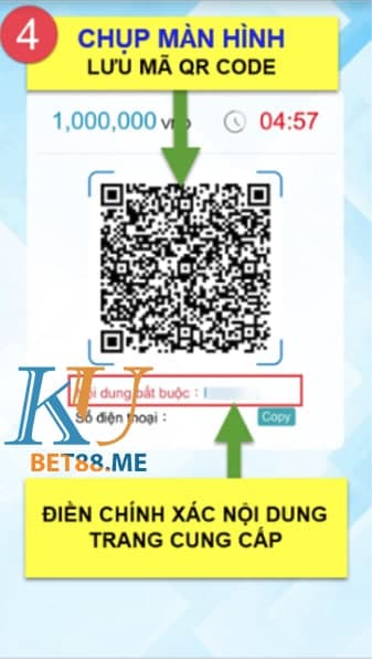 Màn hình QR Code để Scan nạp tiền Kubet